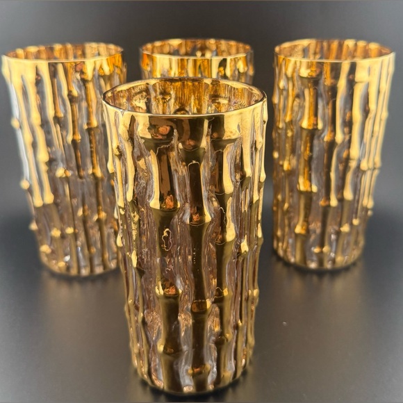 Imperial Glass Other - 4 Imperial Glass. “Bambu Gold” 14oz raised 24kt gold. Highball